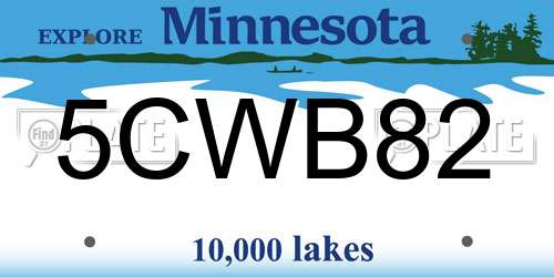 5CWB82 Minnesota License Plate