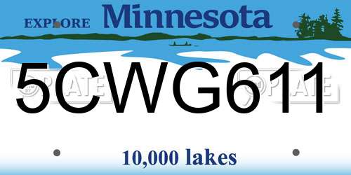5CWG611 Minnesota License Plate