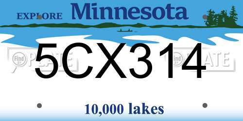 5CX314 Minnesota License Plate