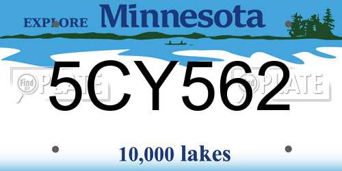 5CY562 Minnesota License Plate