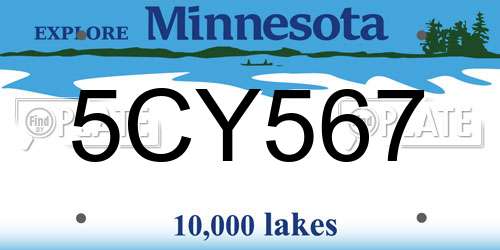 5CY567 Minnesota License Plate