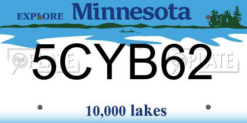 5CYB62 Minnesota License Plate