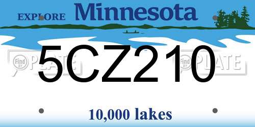 5CZ210 Minnesota License Plate