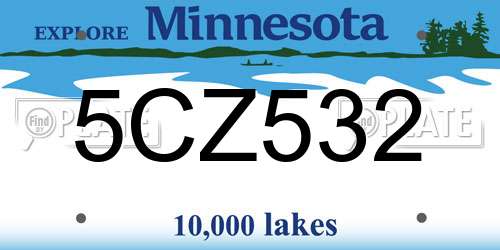 5CZ532 Minnesota License Plate