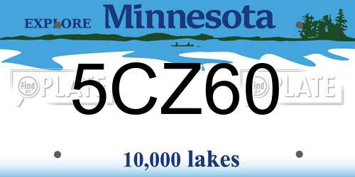 5CZ60 Minnesota License Plate