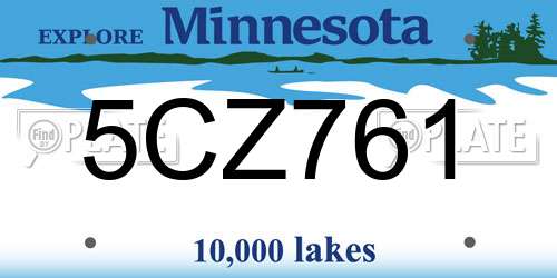 5CZ761 Minnesota License Plate