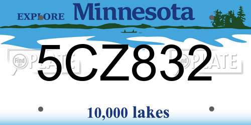 5CZ832 Minnesota License Plate