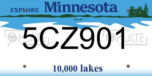 5CZ901 Minnesota License Plate