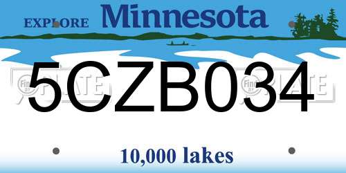 5CZB034 Minnesota License Plate