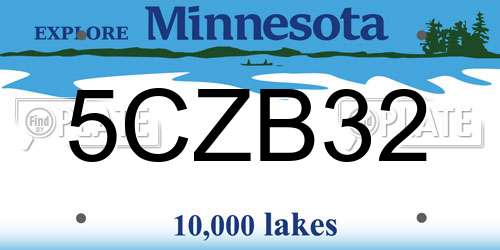 5CZB32 Minnesota License Plate
