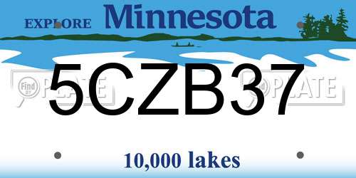 5CZB37 Minnesota License Plate