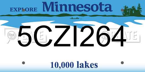 5CZI264 Minnesota License Plate