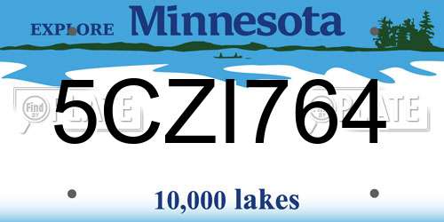 5CZI764 Minnesota License Plate