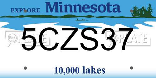 5CZS37 Minnesota License Plate