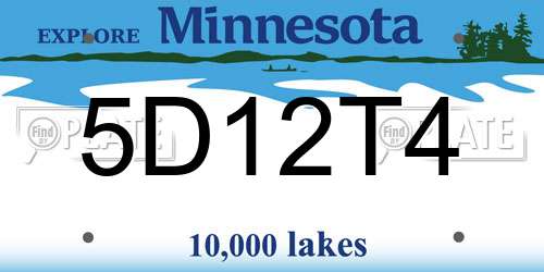 5D12T4 Minnesota License Plate