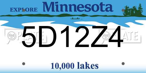 5D12Z4 Minnesota License Plate