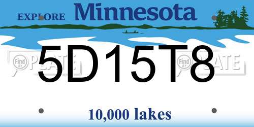 5D15T8 Minnesota License Plate