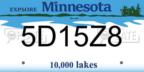 5D15Z8 Minnesota License Plate