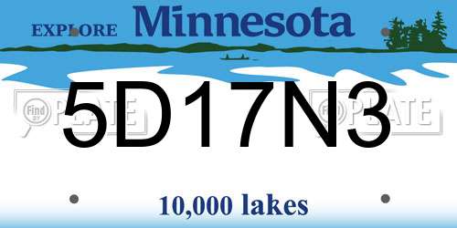 5D17N3 Minnesota License Plate