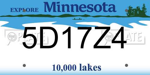 5D17Z4 Minnesota License Plate