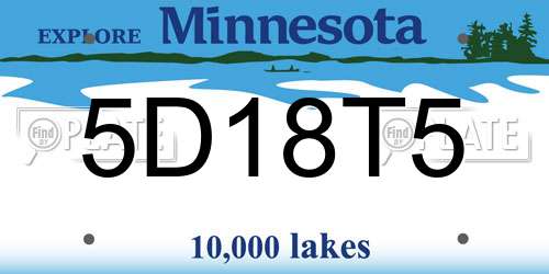 5D18T5 Minnesota License Plate