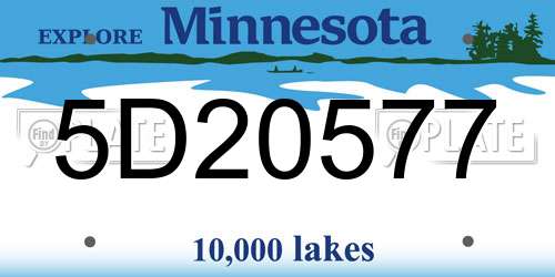5D20577 Minnesota License Plate