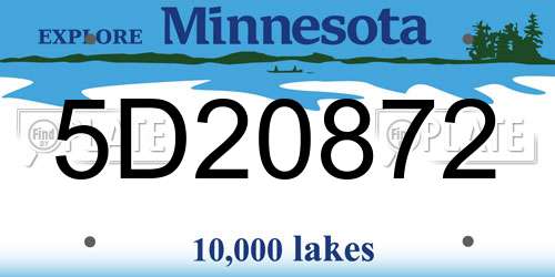 5D20872 Minnesota License Plate