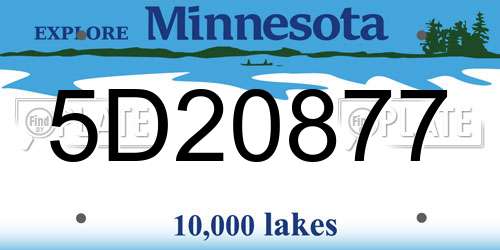 5D20877 Minnesota License Plate