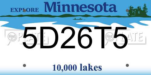 5D26T5 Minnesota License Plate