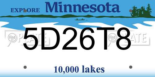 5D26T8 Minnesota License Plate
