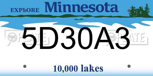 5D30A3 Minnesota License Plate