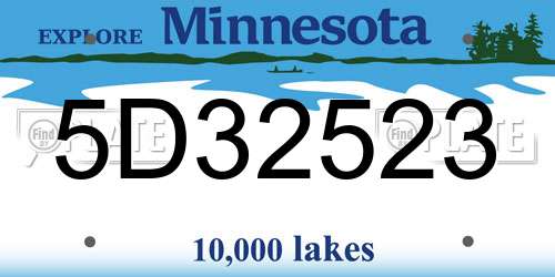 5D32523 Minnesota License Plate