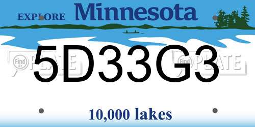 5D33G3 Minnesota License Plate