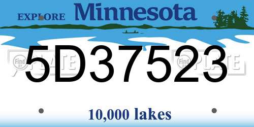 5D37523 Minnesota License Plate