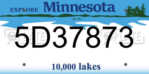 5D37873 Minnesota License Plate