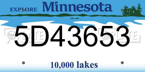 5D43653 Minnesota License Plate