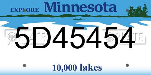 5D45454 Minnesota License Plate