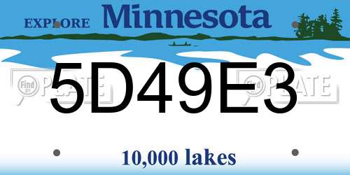 5D49E3 Minnesota License Plate