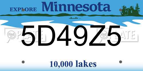 5D49Z5 Minnesota License Plate