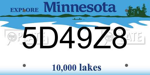 5D49Z8 Minnesota License Plate