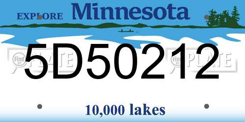 5D50212 Minnesota License Plate
