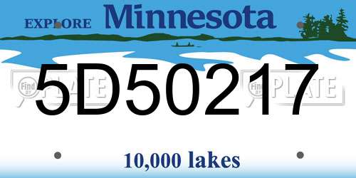 5D50217 Minnesota License Plate