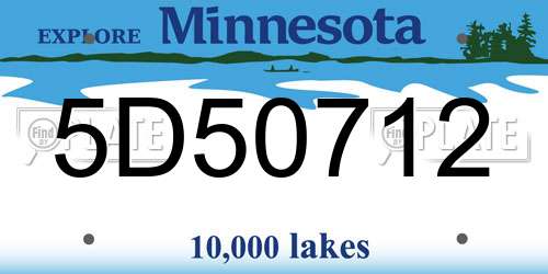 5D50712 Minnesota License Plate