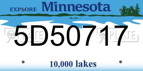 5D50717 Minnesota License Plate