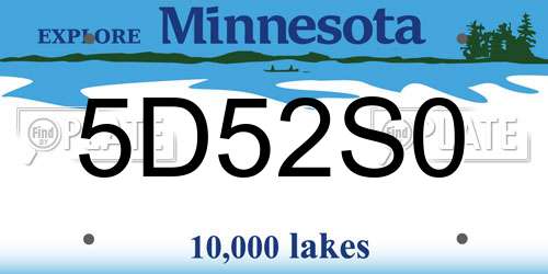 5D52S0 Minnesota License Plate