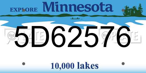 5D62576 Minnesota License Plate