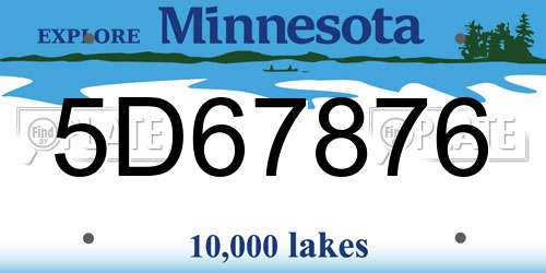 5D67876 Minnesota License Plate