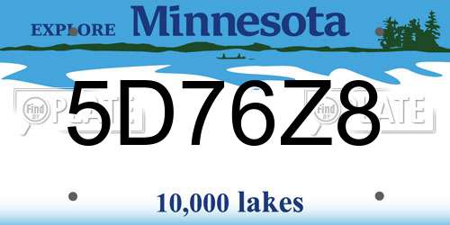 5D76Z8 Minnesota License Plate