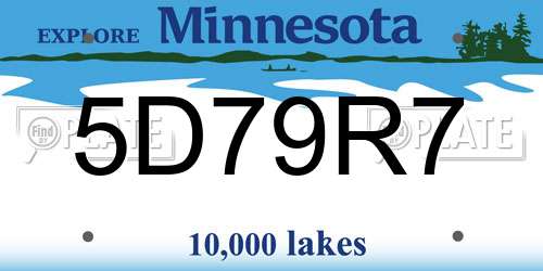 5D79R7 Minnesota License Plate