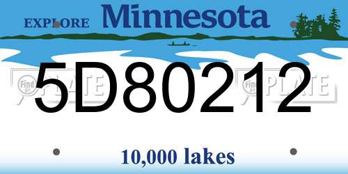 5D80212 Minnesota License Plate
